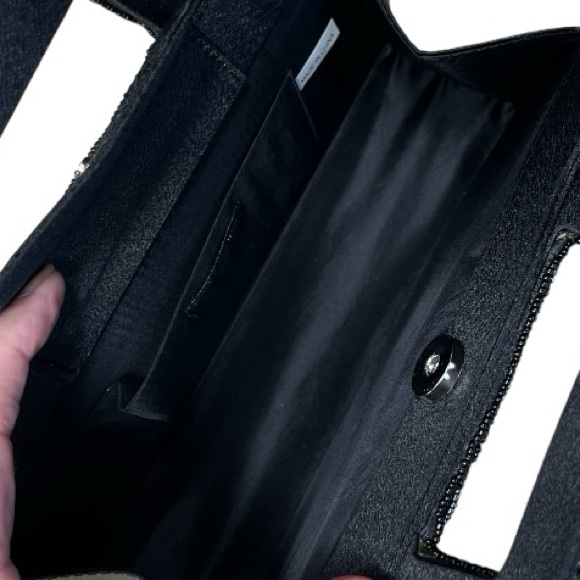 Bijoux Terner Vintage Beaded Handles Evening Black Bag. - Picture 5 of 9